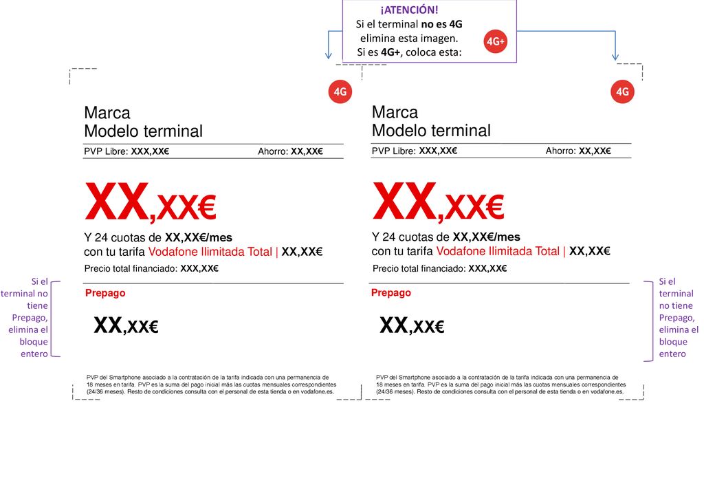 XX,XX€ XX,XX€ XX,XX€ XX,XX€ Marca Modelo terminal