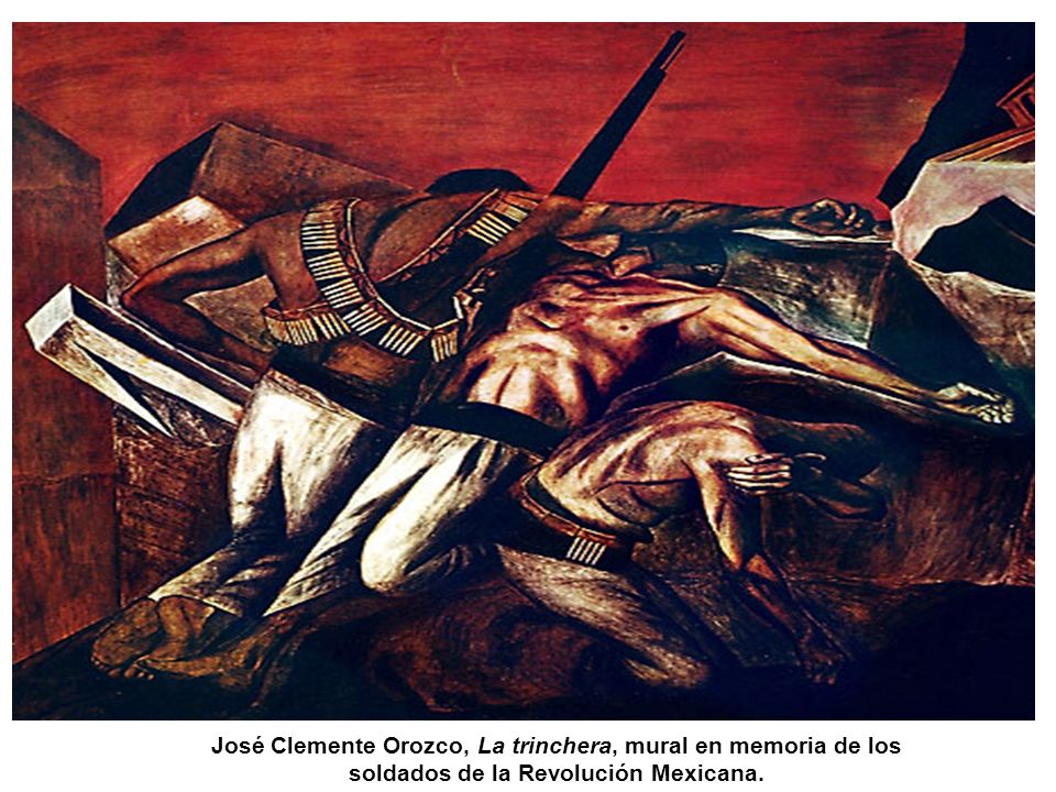 José Clemente Orozco, La trinchera, mural en memoria de los soldados de la Revolución Mexicana.
