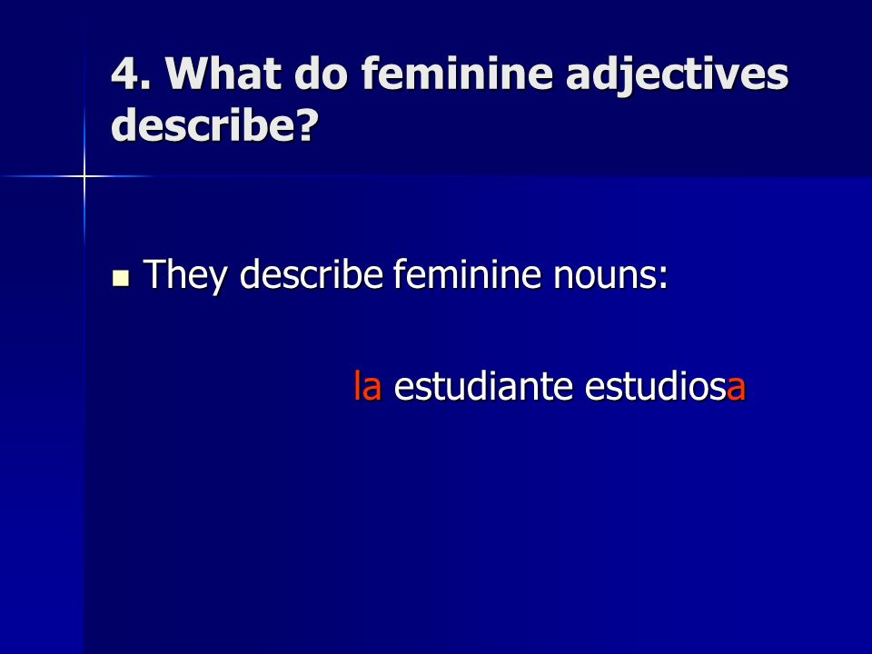 4. What do feminine adjectives describe