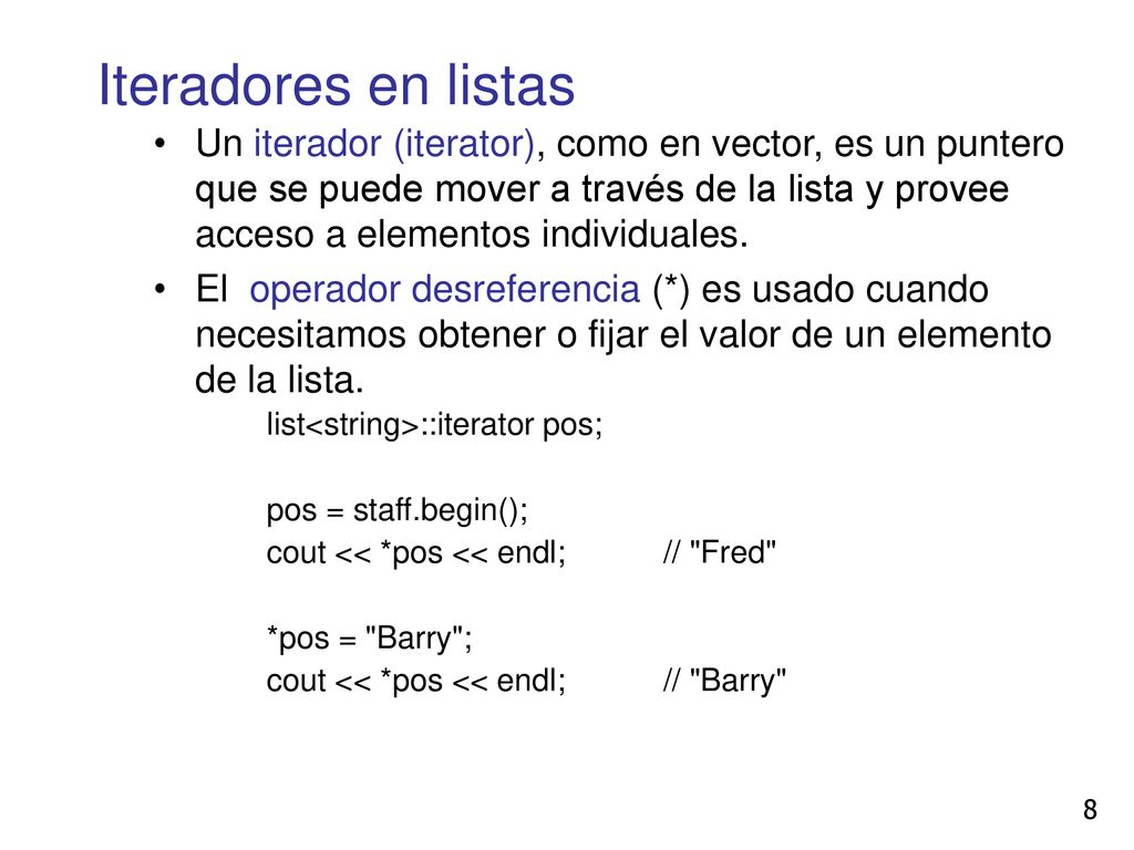 Iteradores en listas