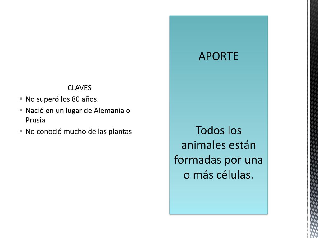 APORTE Todos los animales están formadas por una o más células.