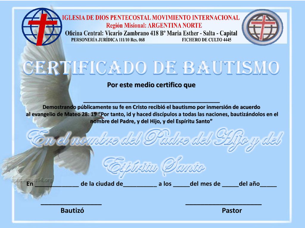 En el nombre del Padre del Hijo y del Espíritu Santo