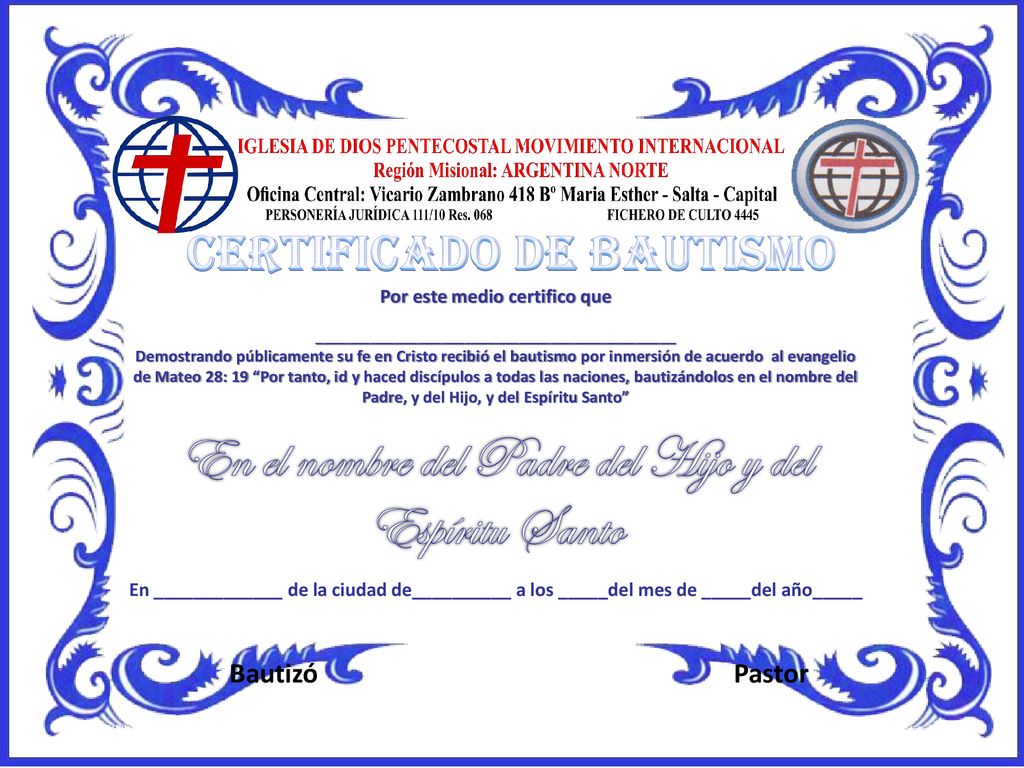 En el nombre del Padre del Hijo y del Espíritu Santo