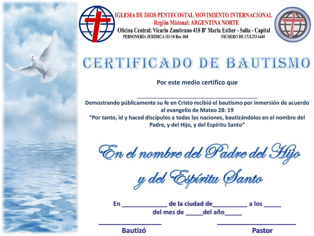 En el nombre del Padre del Hijo y del Espíritu Santo
