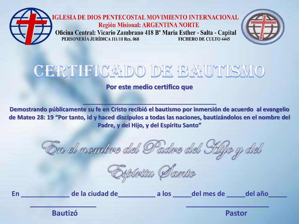 En el nombre del Padre del Hijo y del Espíritu Santo