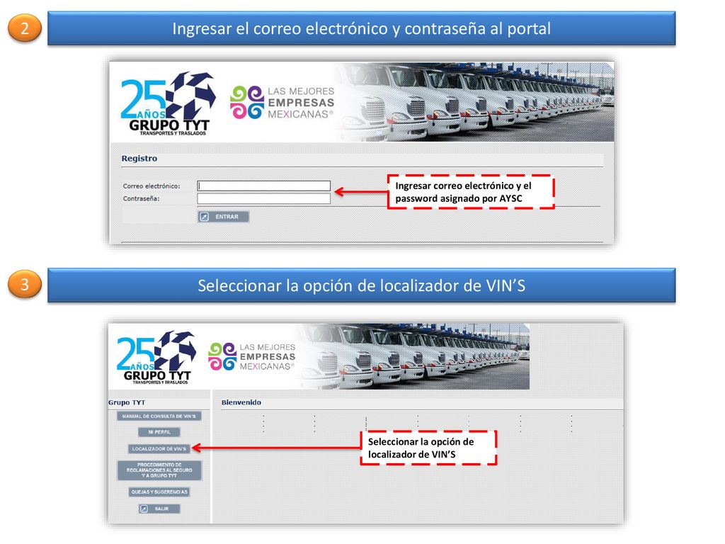 Ingresar el correo electrónico y contraseña al portal