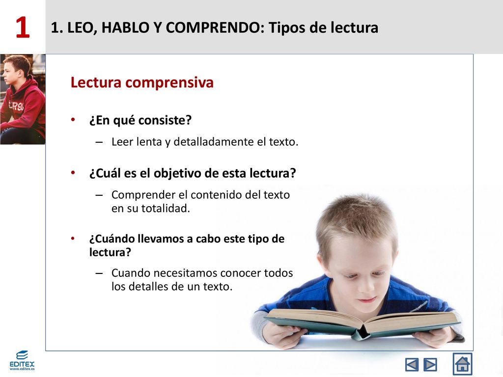 1 1. LEO, HABLO Y COMPRENDO: Tipos de lectura Lectura comprensiva