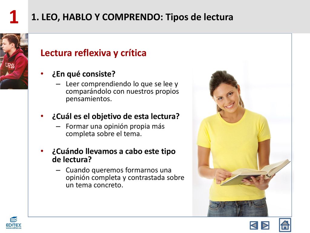 1 1. LEO, HABLO Y COMPRENDO: Tipos de lectura