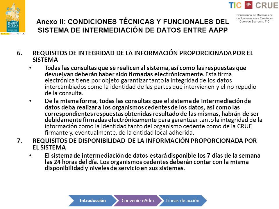 Anexo II: CONDICIONES TÉCNICAS Y FUNCIONALES DEL SISTEMA DE INTERMEDIACIÓN DE DATOS ENTRE AAPP