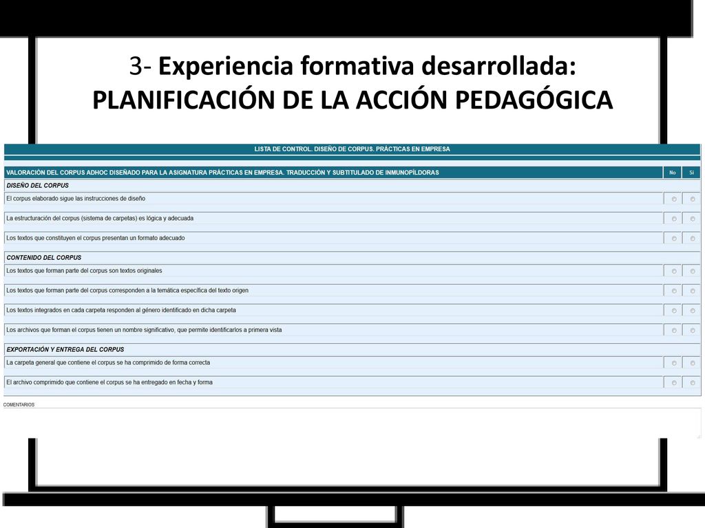 3- Experiencia formativa desarrollada: PLANIFICACIÓN DE LA ACCIÓN PEDAGÓGICA