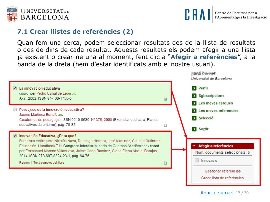 7.1 Crear llistes de referències (2)
