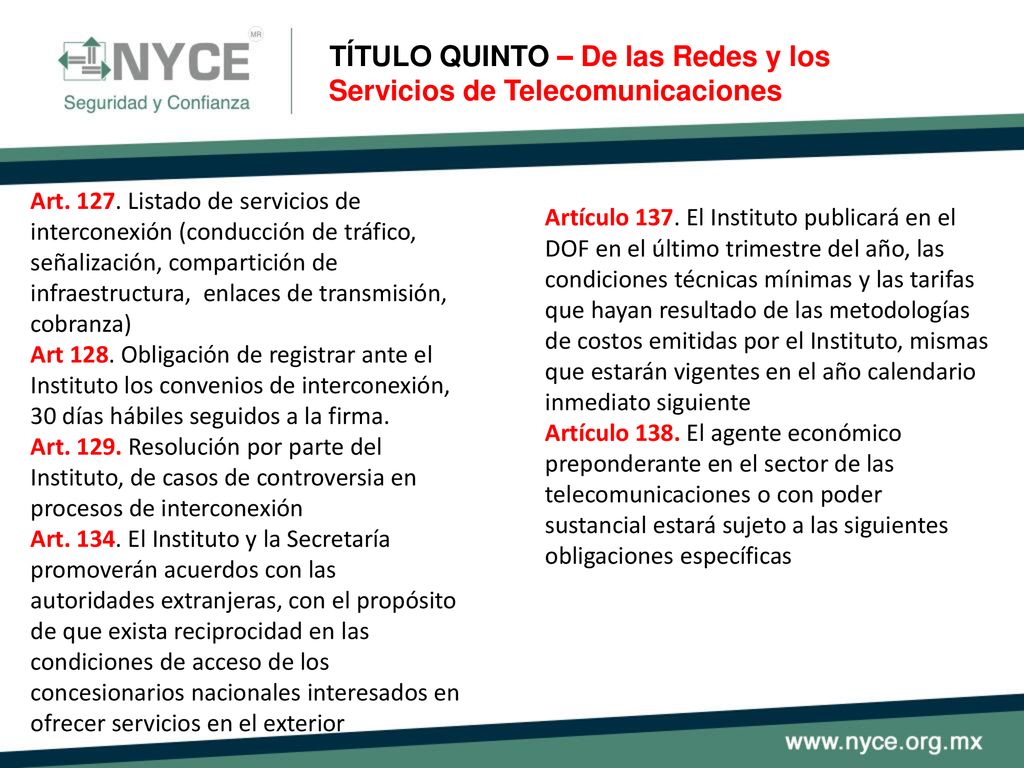 TÍTULO QUINTO – De las Redes y los Servicios de Telecomunicaciones