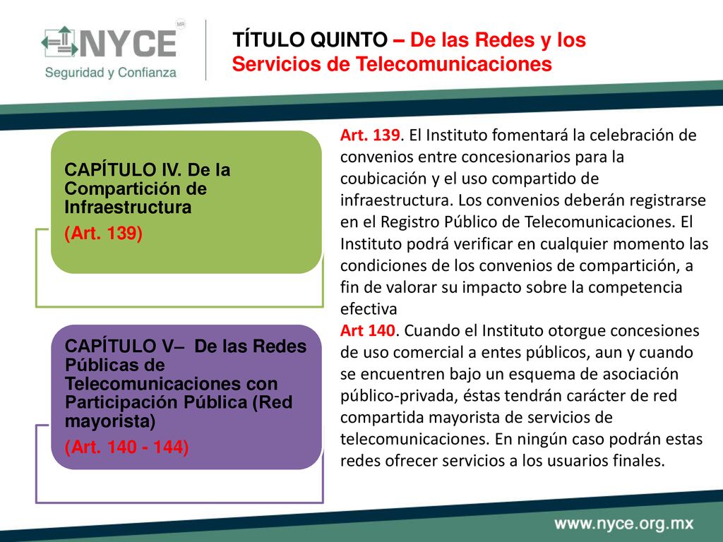 TÍTULO QUINTO – De las Redes y los Servicios de Telecomunicaciones