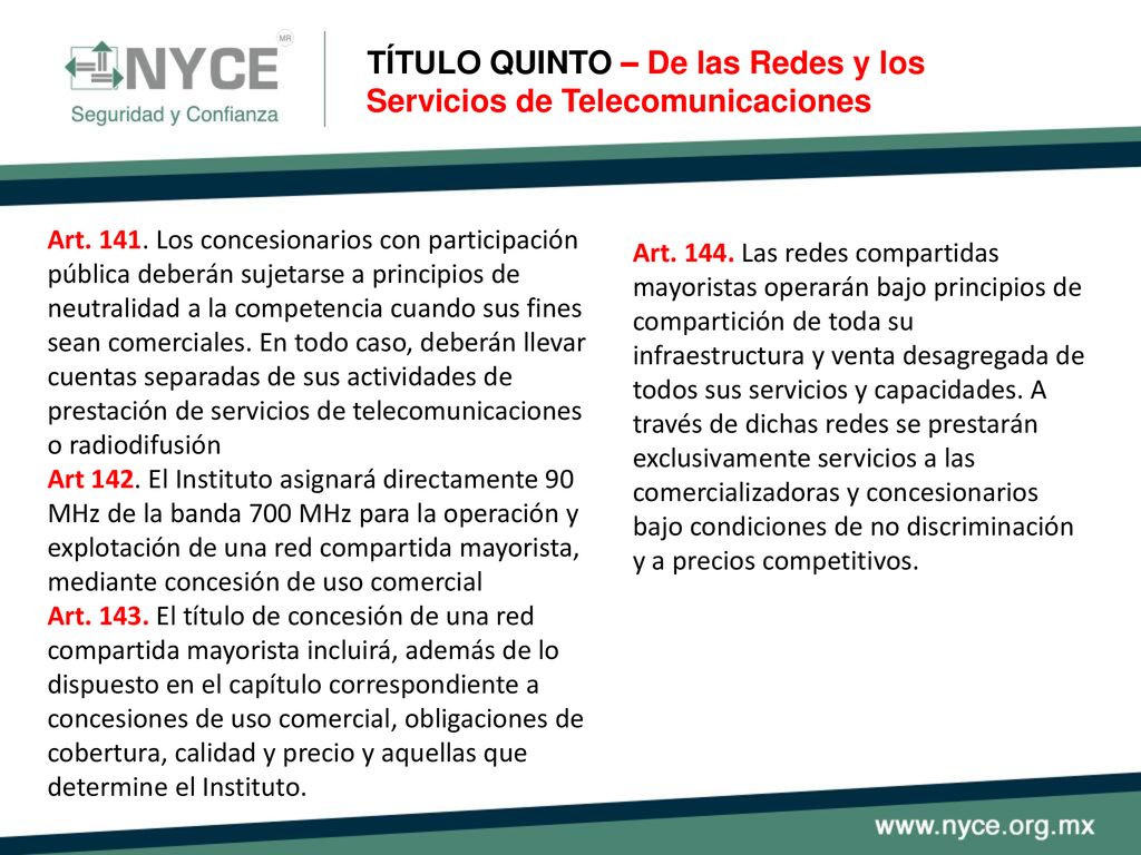 TÍTULO QUINTO – De las Redes y los Servicios de Telecomunicaciones