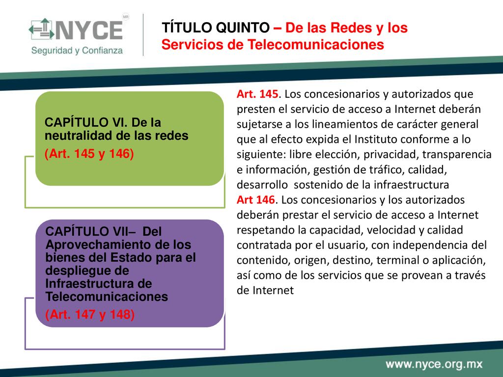TÍTULO QUINTO – De las Redes y los Servicios de Telecomunicaciones