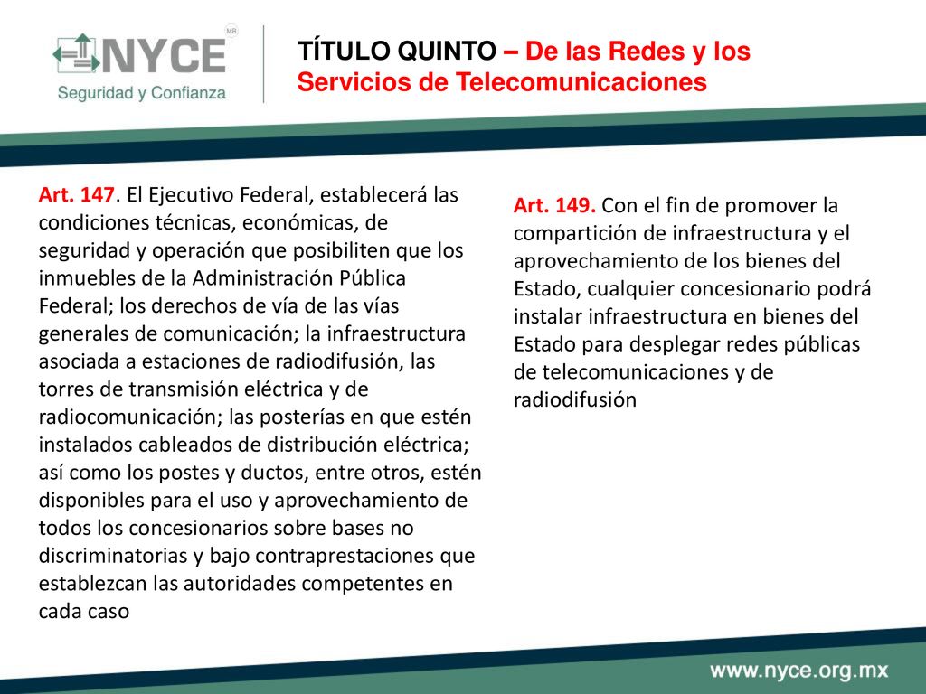 TÍTULO QUINTO – De las Redes y los Servicios de Telecomunicaciones
