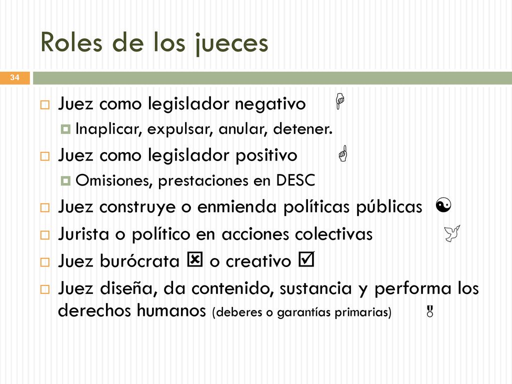 Roles de los jueces Juez como legislador negativo 