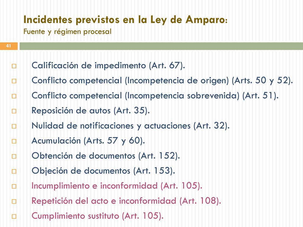 Incidentes previstos en la Ley de Amparo: Fuente y régimen procesal
