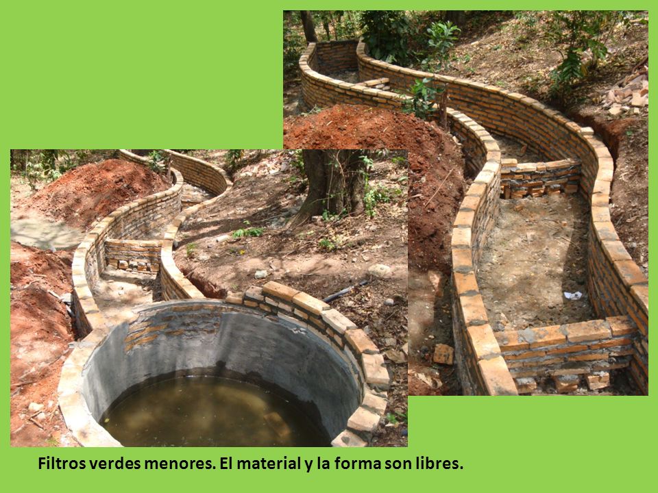 Filtros verdes menores. El material y la forma son libres.
