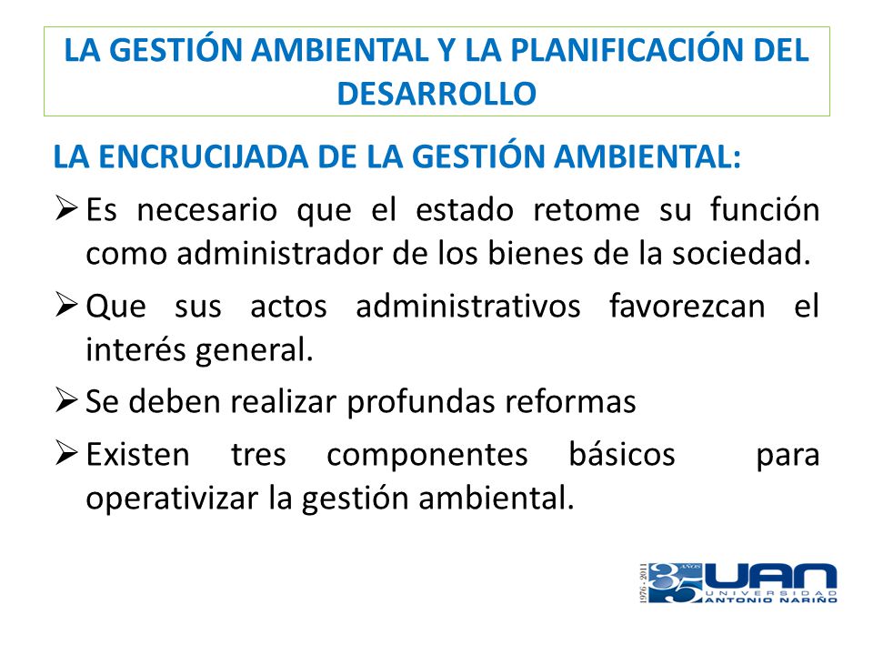 LA GESTIÓN AMBIENTAL Y LA PLANIFICACIÓN DEL DESARROLLO