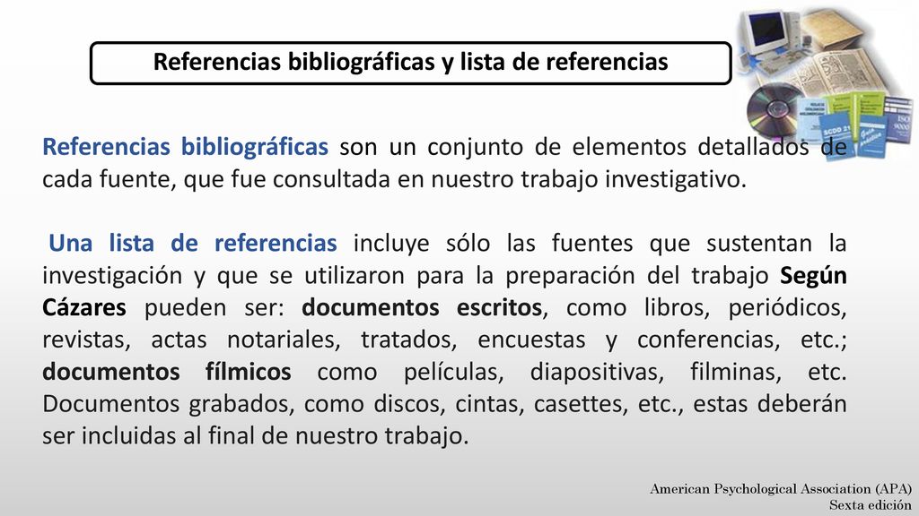 Referencias bibliográficas y lista de referencias