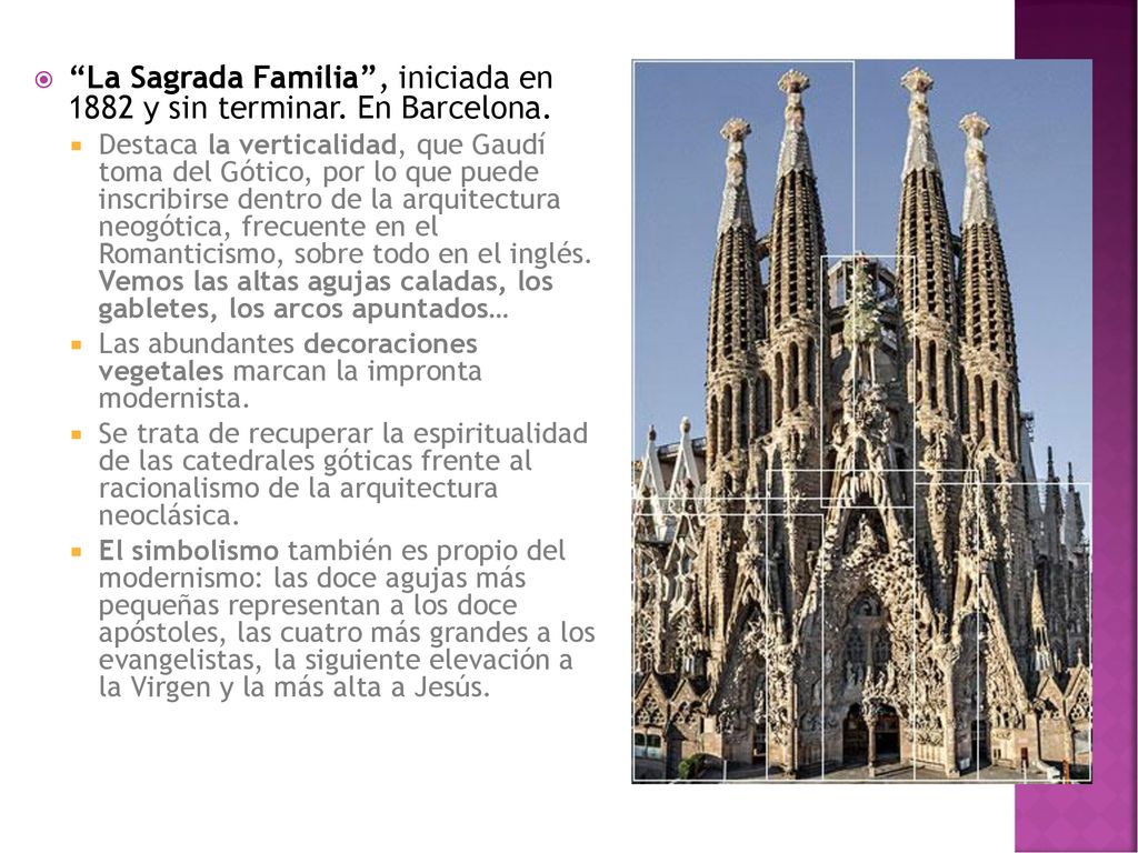 La Sagrada Familia , iniciada en 1882 y sin terminar. En Barcelona.
