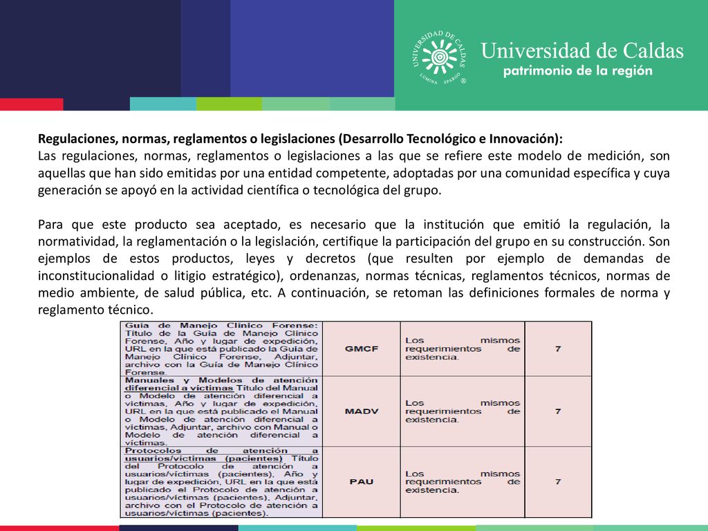 Regulaciones, normas, reglamentos o legislaciones (Desarrollo Tecnológico e Innovación):