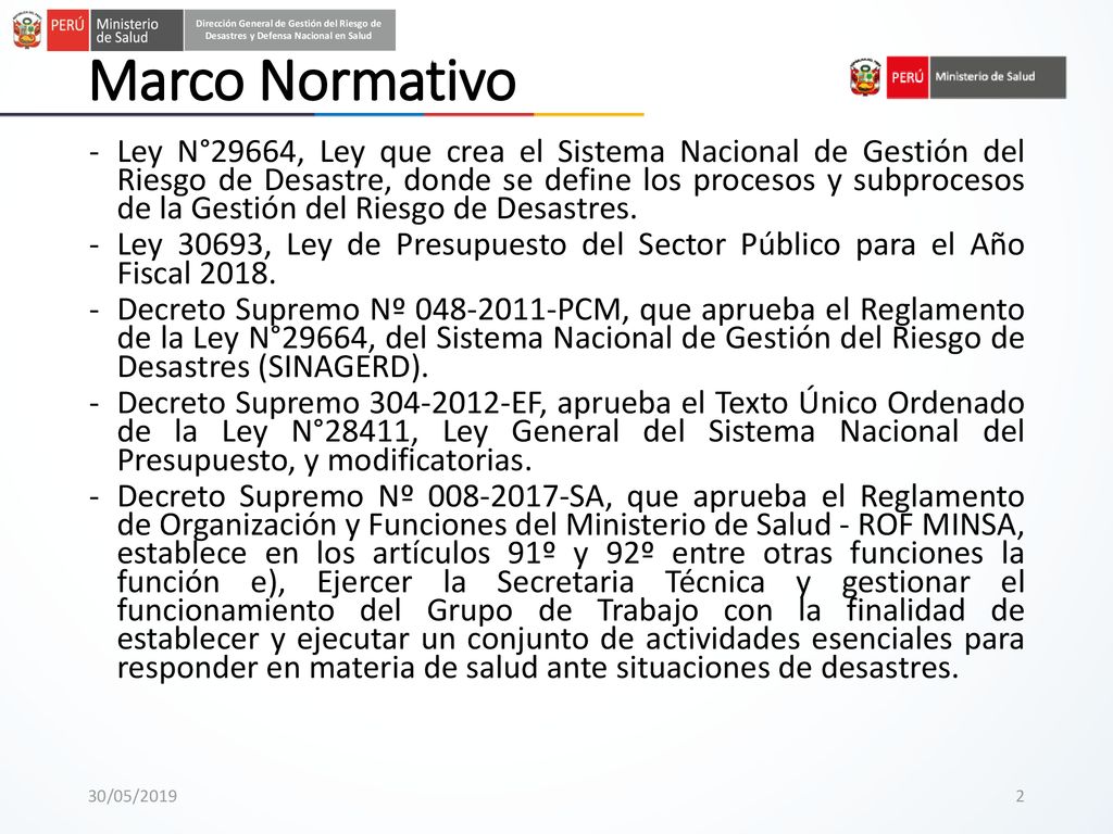 Dirección General de Gestión del Riesgo de Desastres y Defensa Nacional en Salud