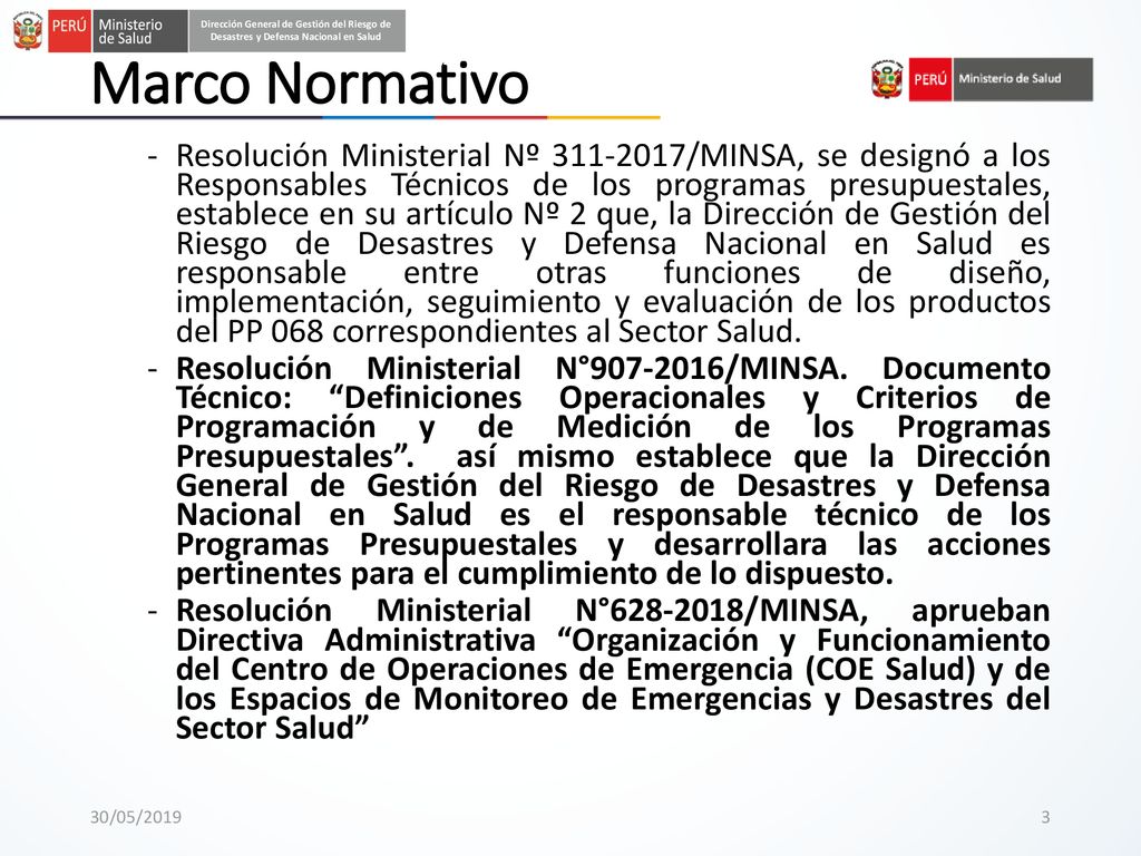 Dirección General de Gestión del Riesgo de Desastres y Defensa Nacional en Salud