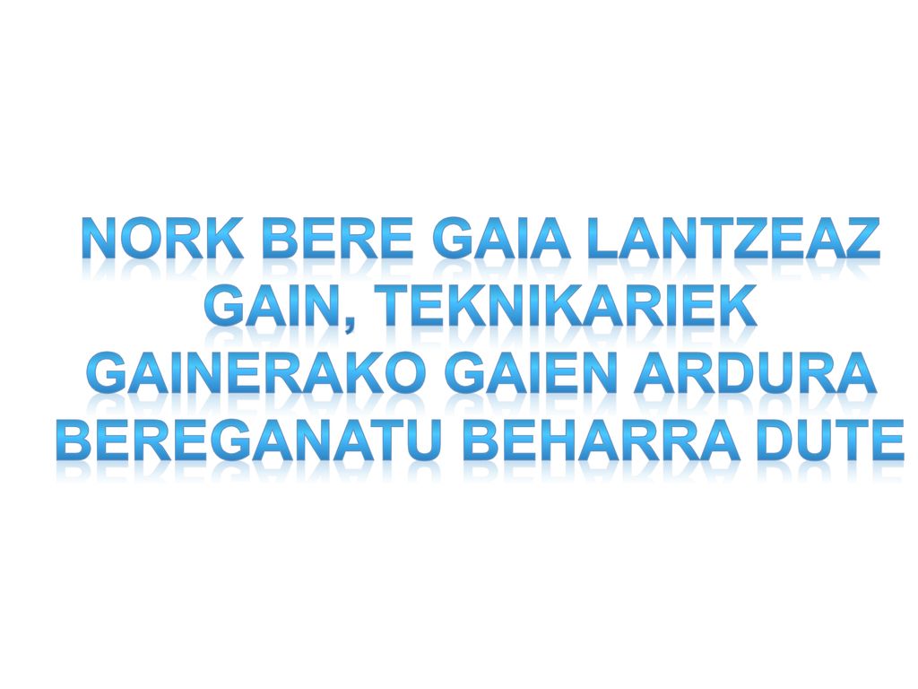 Nork bere gaia lantzeaz gain, teknikariek gainerako gaien ardura bereganatu beharra dute