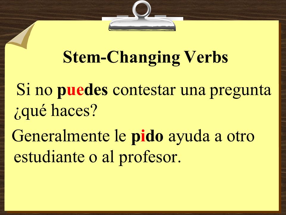 Stem-Changing Verbs Si no puedes contestar una pregunta ¿qué haces.