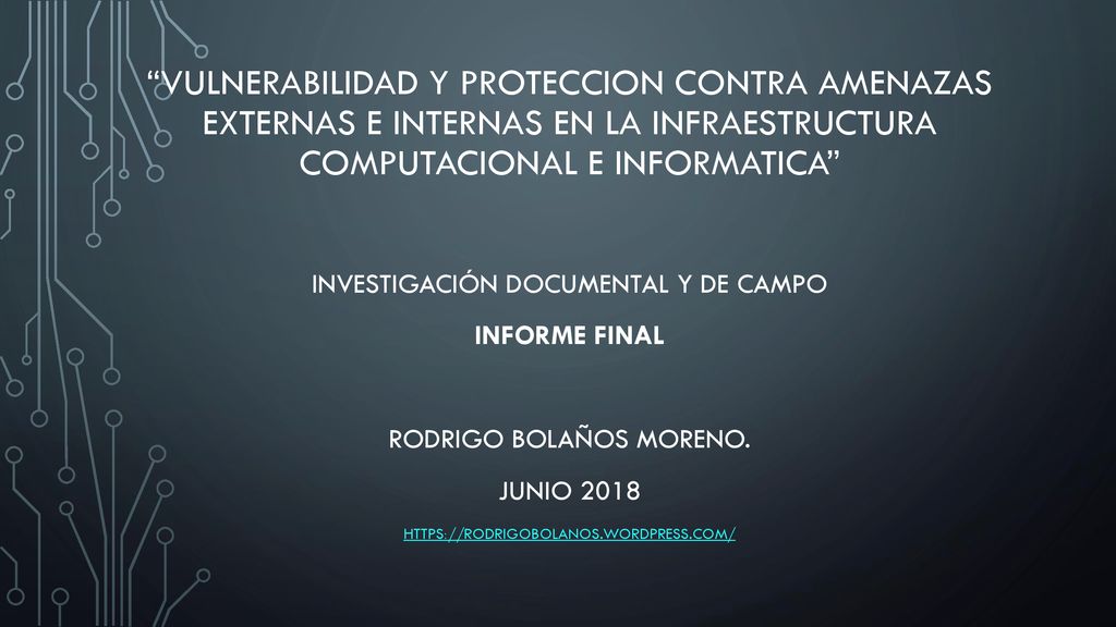 VULNERABILIDAD Y PROTECCION CONTRA AMENAZAS EXTERNAS E INTERNAS EN LA INFRAESTRUCTURA COMPUTACIONAL E INFORMATICA
