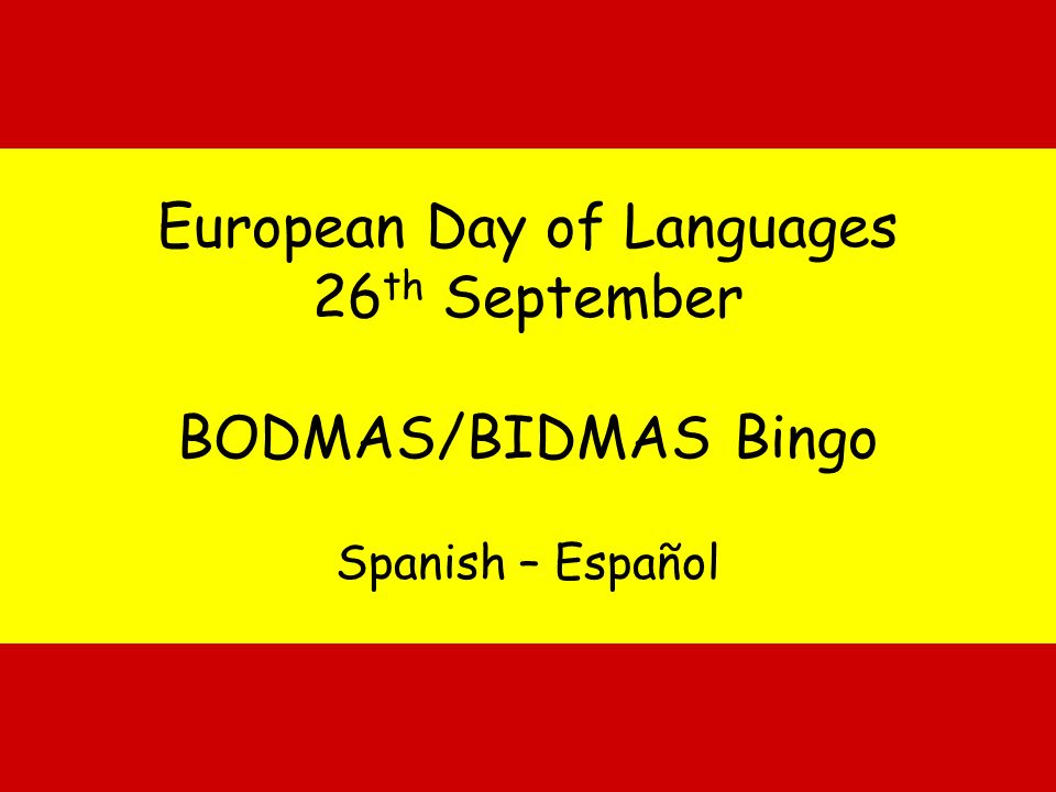 European Day of Languages 26th September BODMAS/BIDMAS Bingo