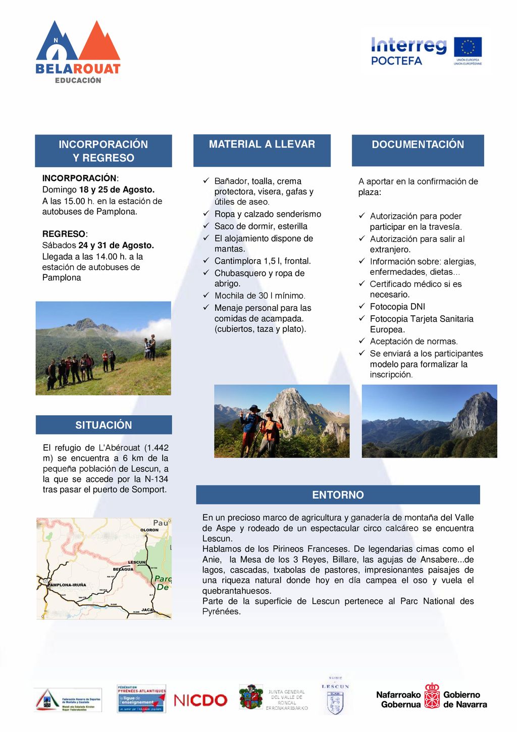 INCORPORACIÓN MATERIAL A LLEVAR DOCUMENTACIÓN Y REGRESO SITUACIÓN