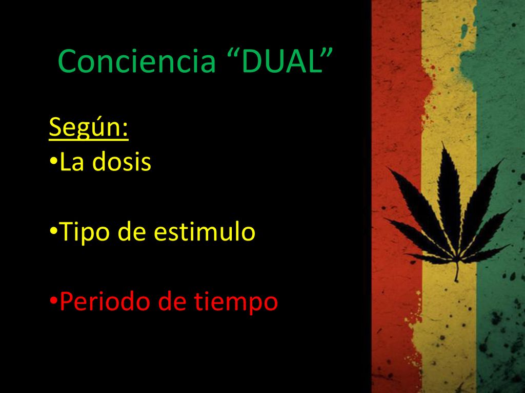 Conciencia DUAL Según: La dosis Tipo de estimulo Periodo de tiempo