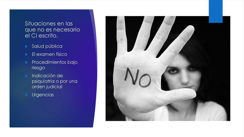 Situaciones en las que no es necesario el CI escrito.