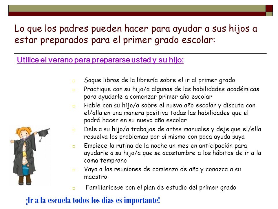 ¡Ir a la escuela todos los días es importante!