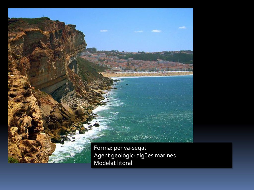 Forma: penya-segat Agent geològic: aigües marines Modelat litoral