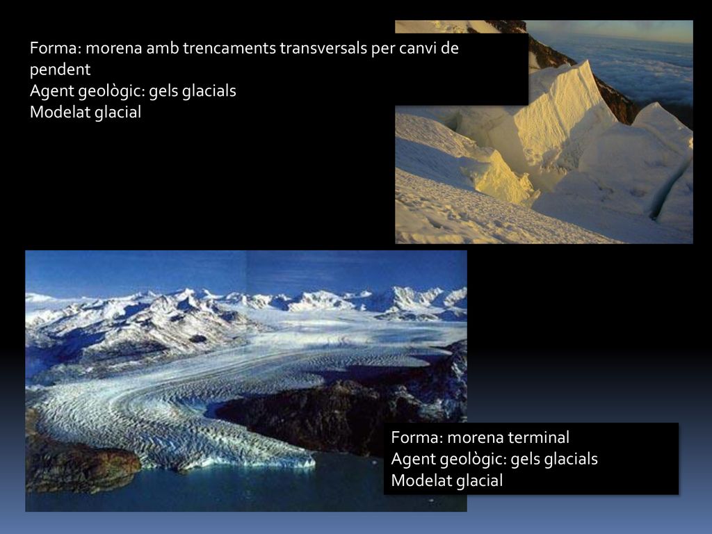 Forma: morena amb trencaments transversals per canvi de pendent