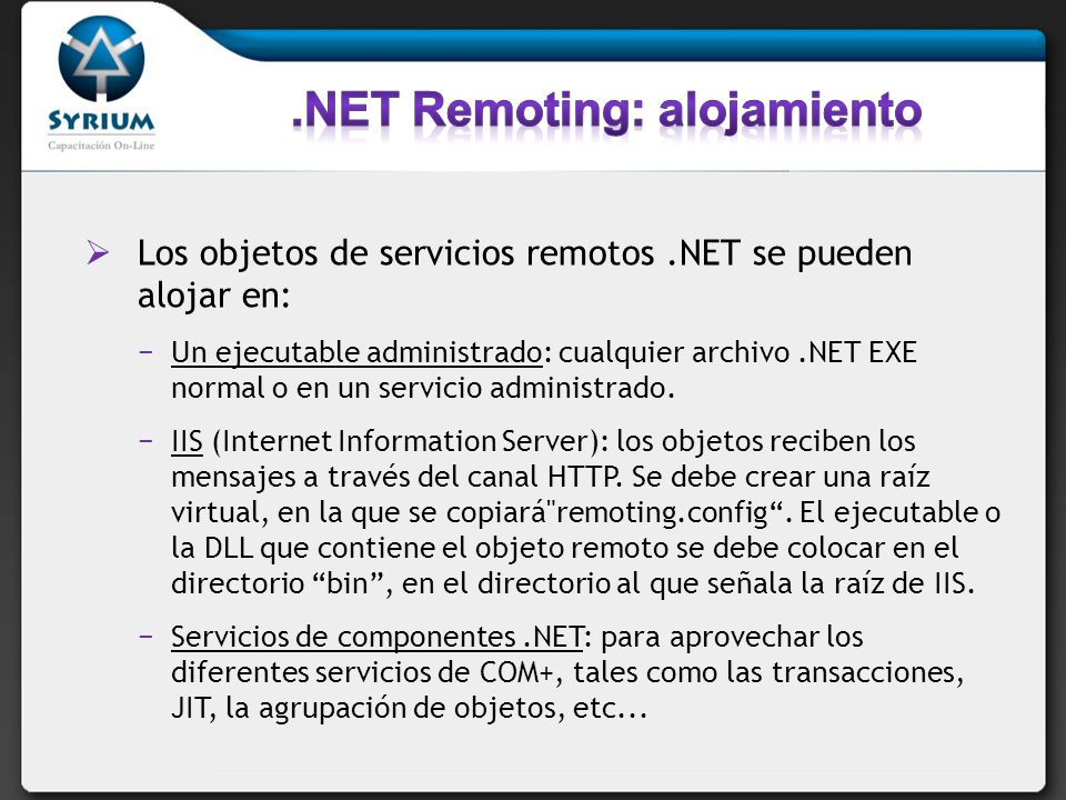 .NET Remoting: alojamiento