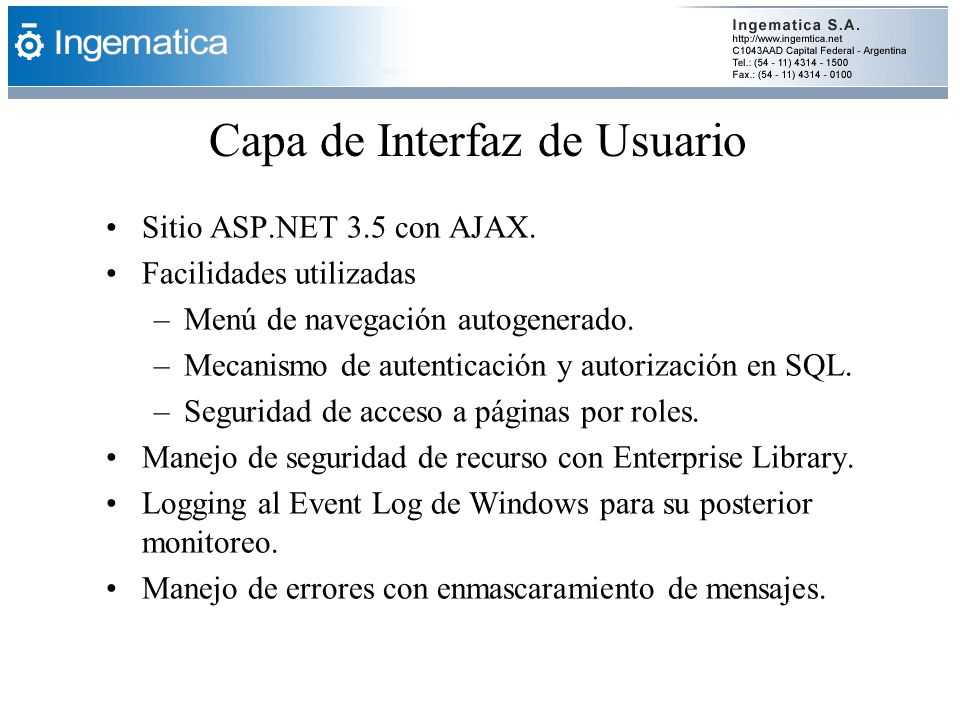Capa de Interfaz de Usuario