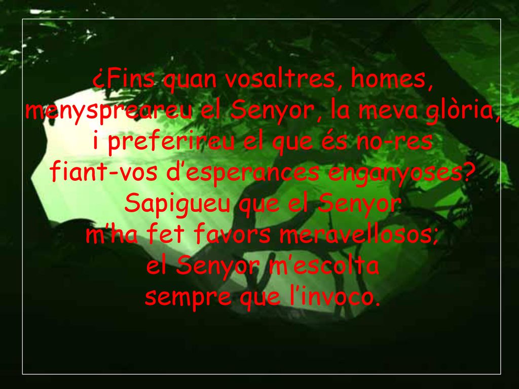 ¿Fins quan vosaltres, homes, menyspreareu el Senyor, la meva glòria,