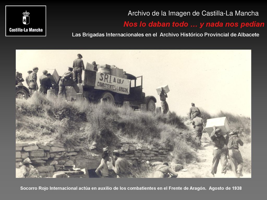 Socorro Rojo Internacional actúa en auxilio de los combatientes en el Frente de Aragón.