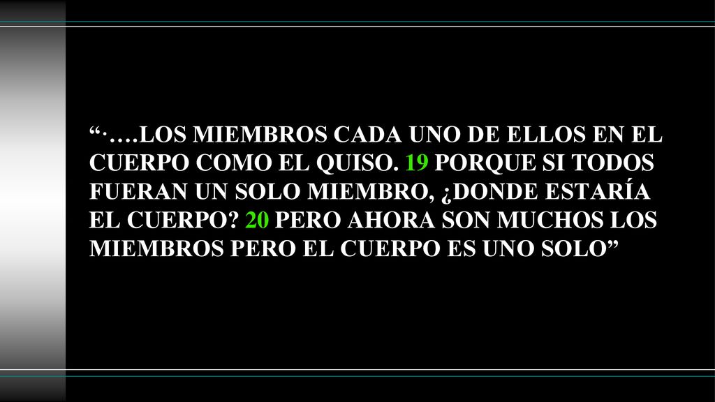 ·…. LOS MIEMBROS CADA UNO DE ELLOS EN EL CUERPO COMO EL QUISO