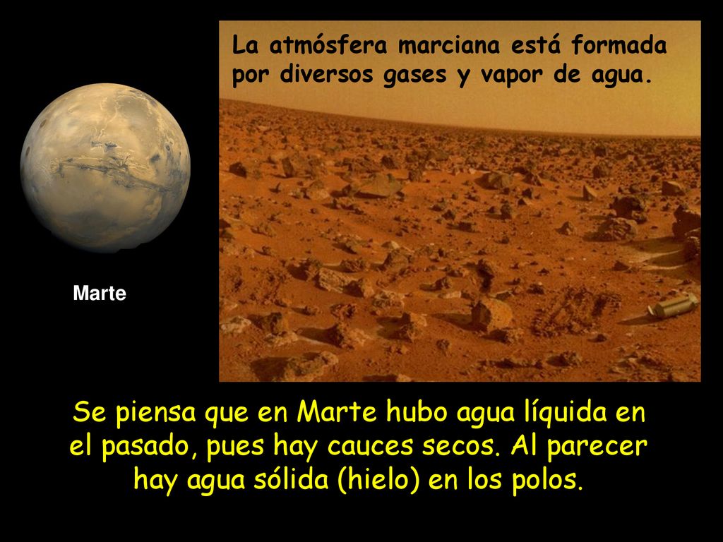 La atmósfera marciana está formada por diversos gases y vapor de agua.