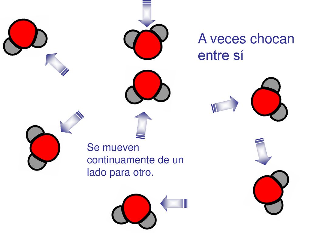 A veces chocan entre sí Se mueven continuamente de un lado para otro.