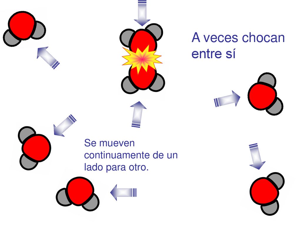 A veces chocan entre sí Se mueven continuamente de un lado para otro.