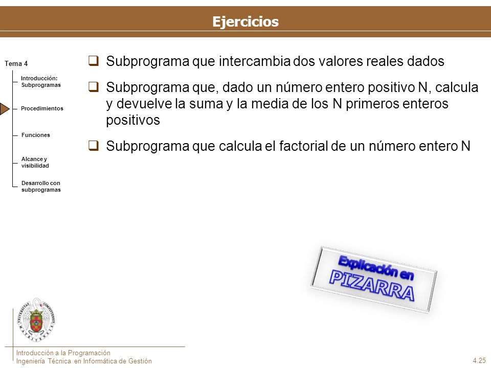 Funciones Son un tipo especial de subprogramas que se pueden emplear dentro de expresiones.