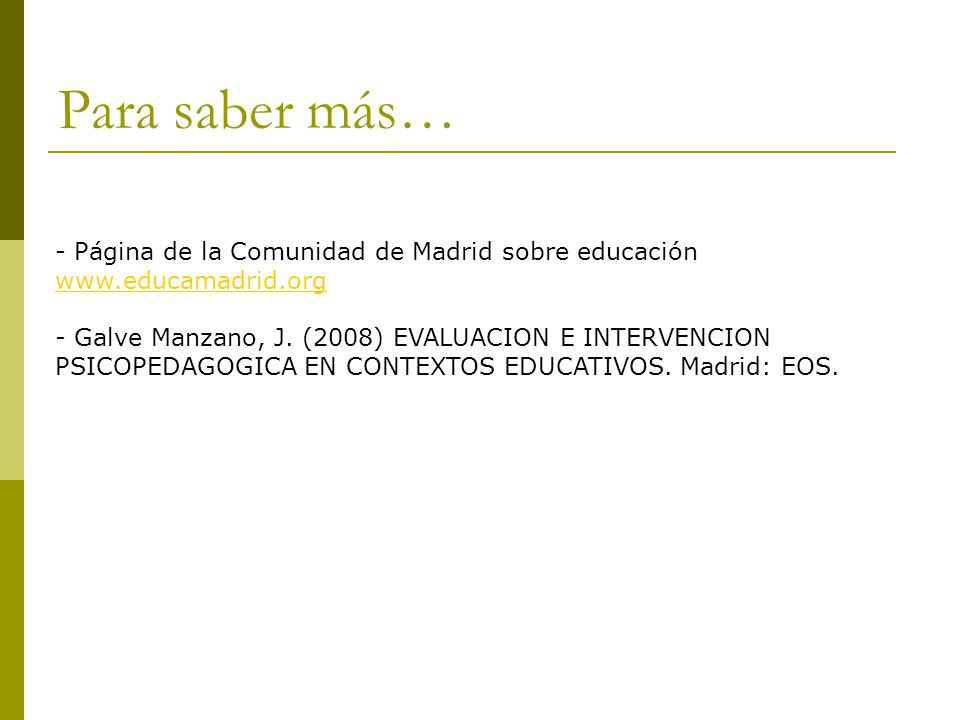 Para saber más… - Página de la Comunidad de Madrid sobre educación
