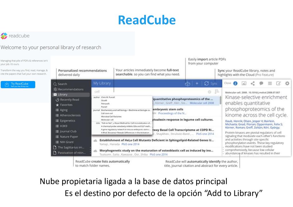 ReadCube Nube propietaria ligada a la base de datos principal
